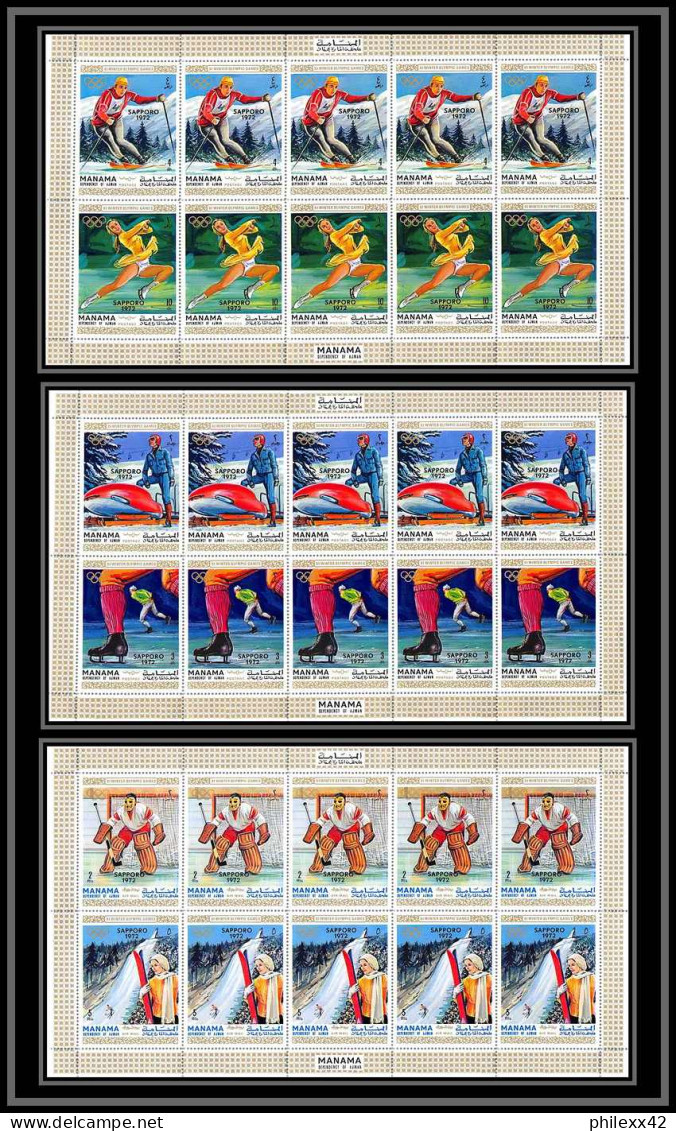 Manama - 3051a/ N° 354/359 A Jeux Olympiques (olympic Games) Sappro 72 ** MNH Feuille Sheets Bob Hockey Ski - Winter 1972: Sapporo