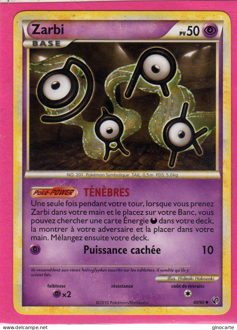 Carte Pokemon Francaise 2010 Heart Gold Indomptable 40/90 Zarbi 50pv Neuve - HeartGold & SoulSilver