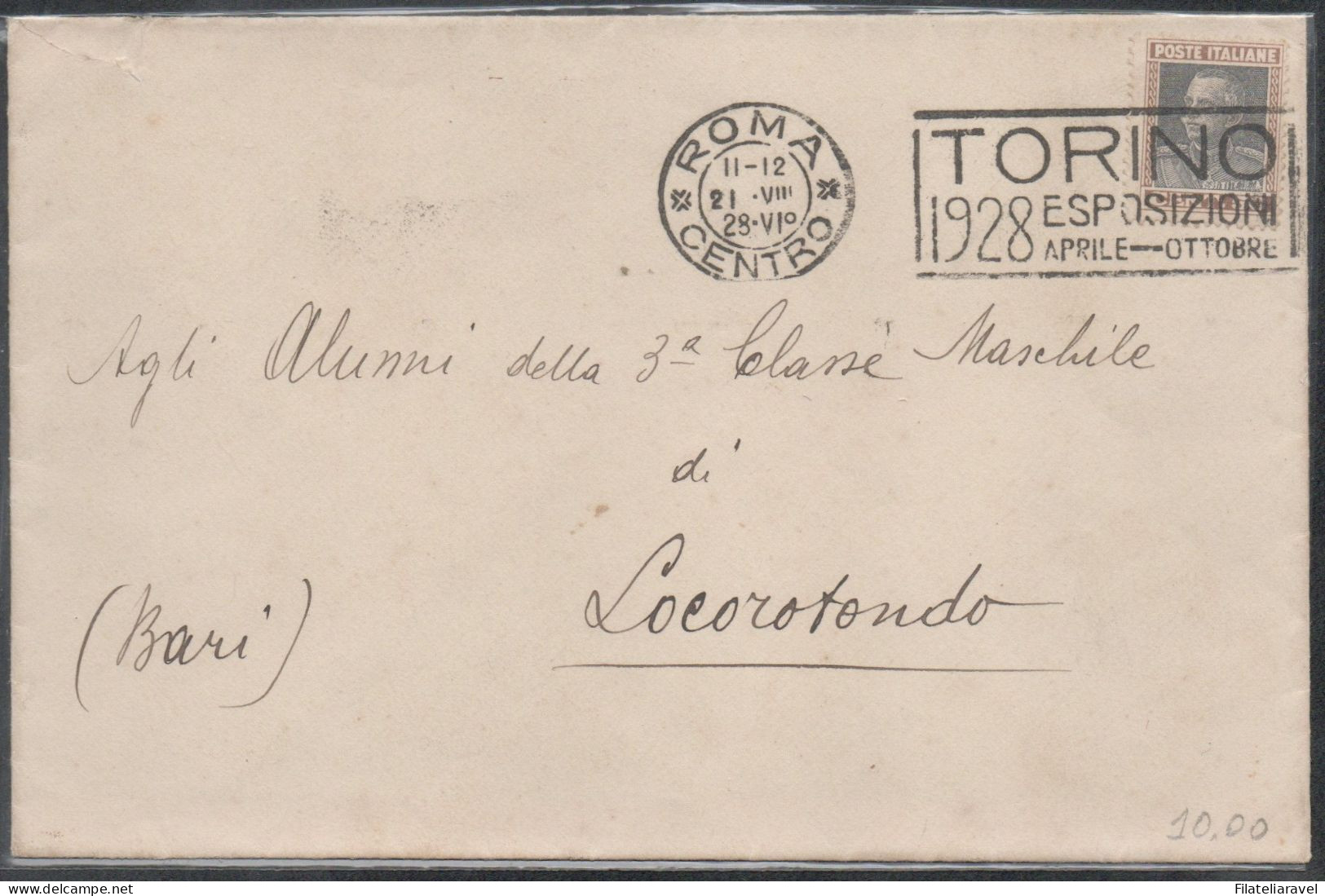 Regno - 1928 - Lettera Annullata A Targhetta " Torino Esposizioni Aprile - Ottobre 1928 ". - Marcophilie