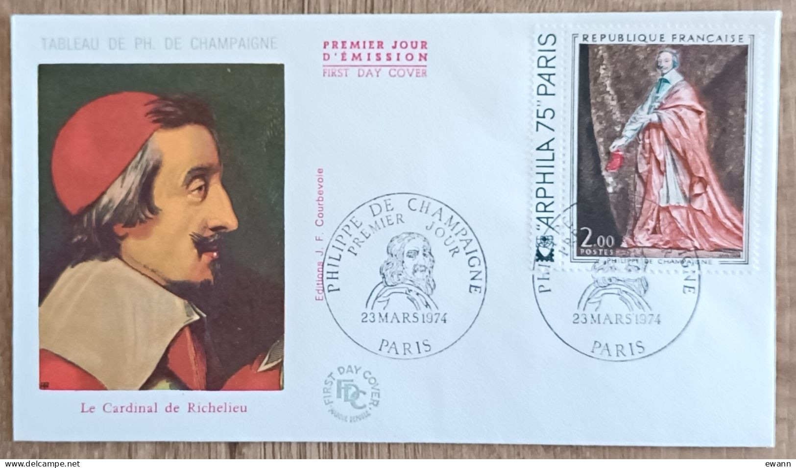 FDC 1974 - YT N°1766 - PHILIPPE DE CHAMPAIGNE / RICHELIEU / ARPHILA - PARIS - 1970-1979