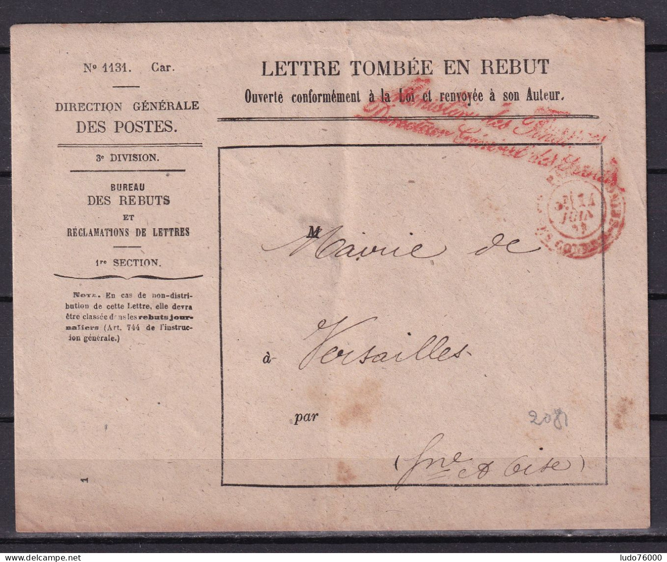 D 772 / ENVELOPPE LETTRE TOMBEE EN REBUT - Collections