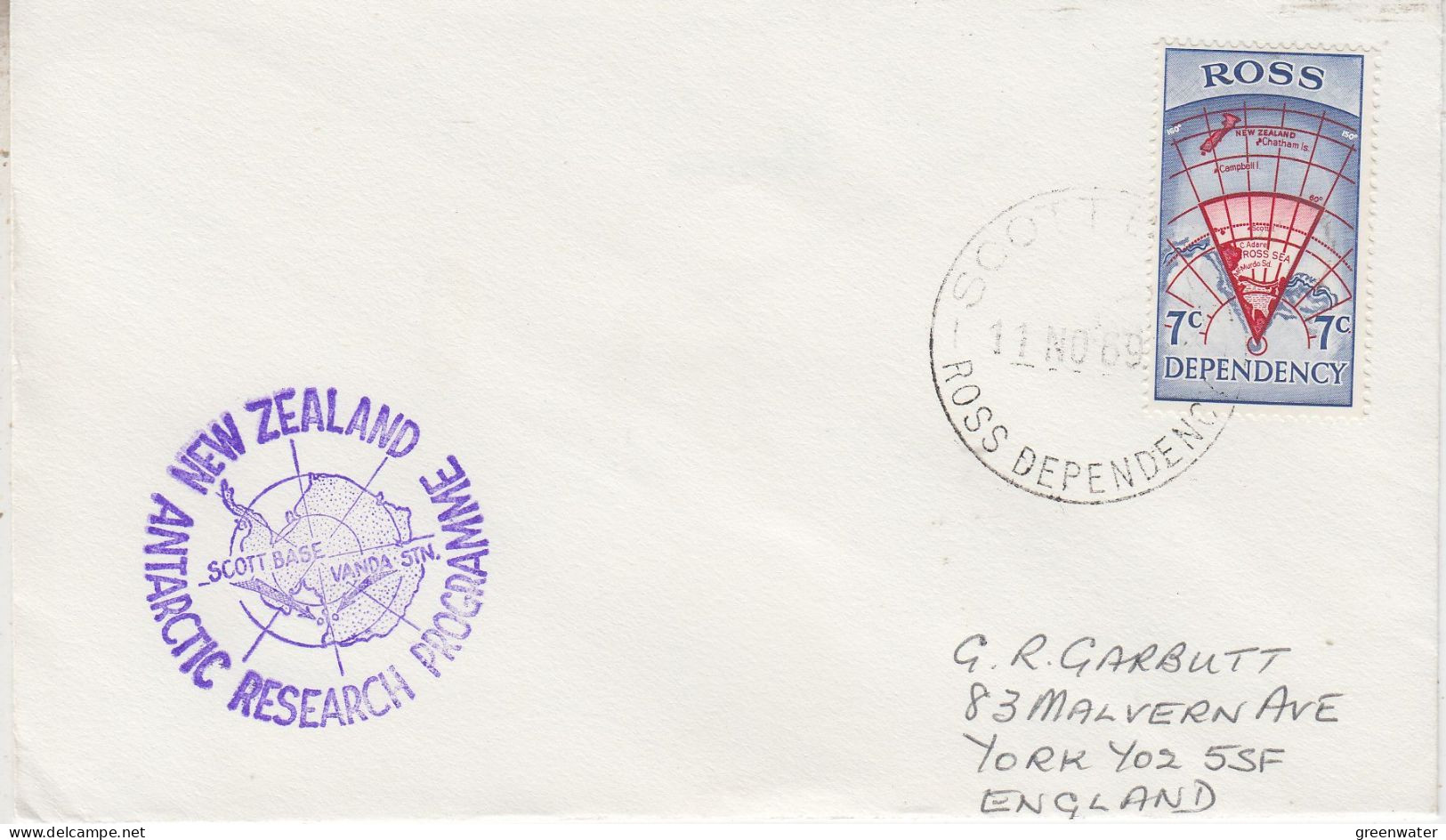 Ross Dependency 1969  Ca NZ Antarctic Research Programme Ca Scott Base 11 NOV 1969 (SO223) - Lettres & Documents