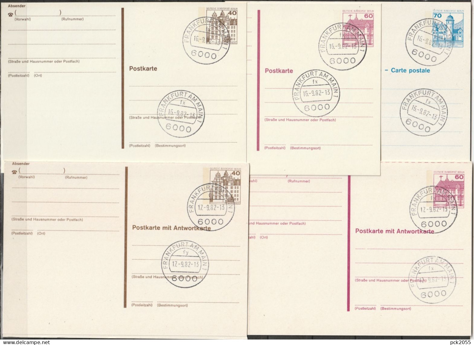 Berlin Ganzsache 1982 Mi.-Nr. P121 - P125 I Tagesstempel FRANKFURT 16.9.82  ( PK 527 ) - Postcards - Used