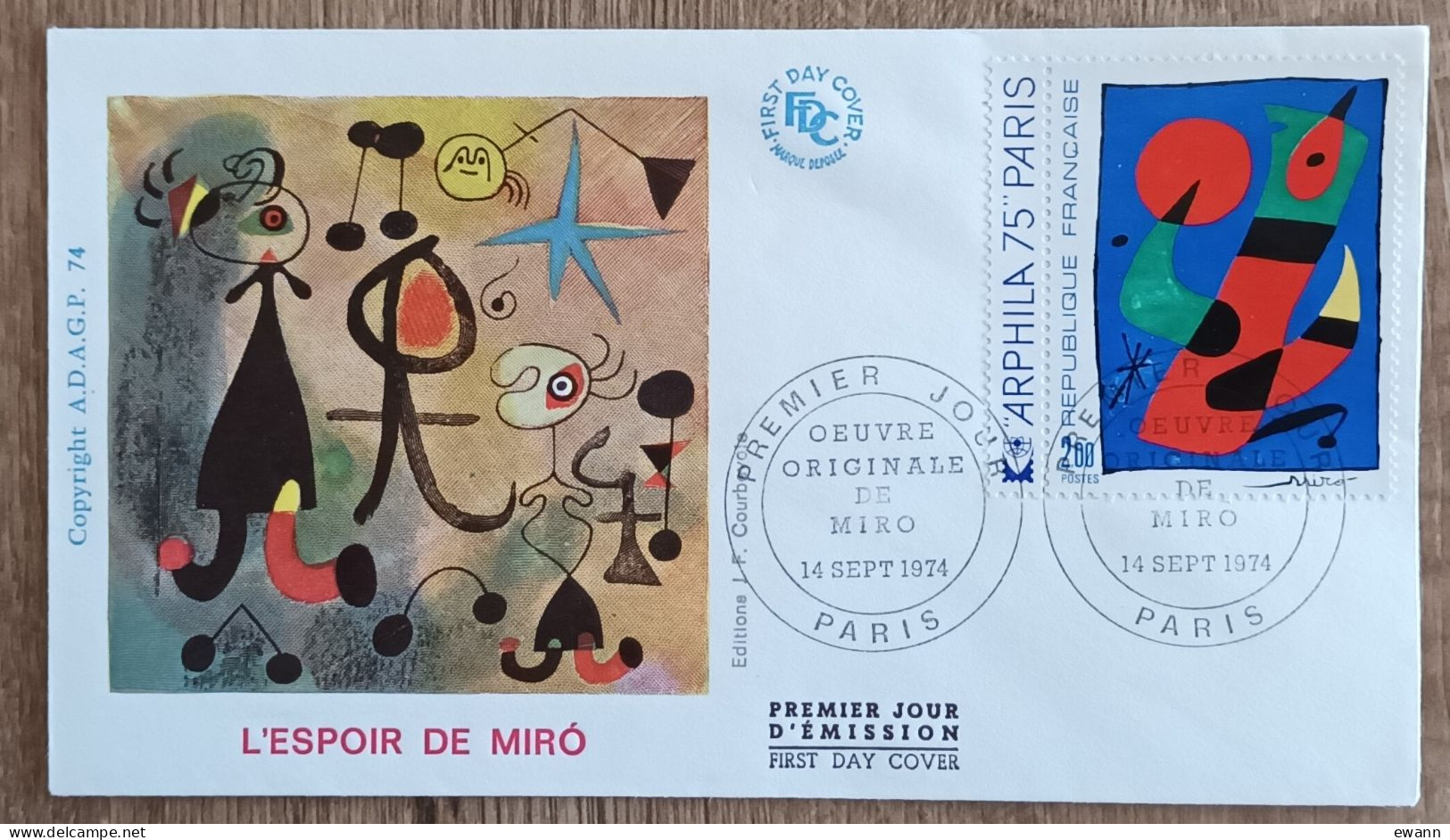 FDC 1974 - YT N°1811 - MIRO / ARPHILA - PARIS - 1970-1979