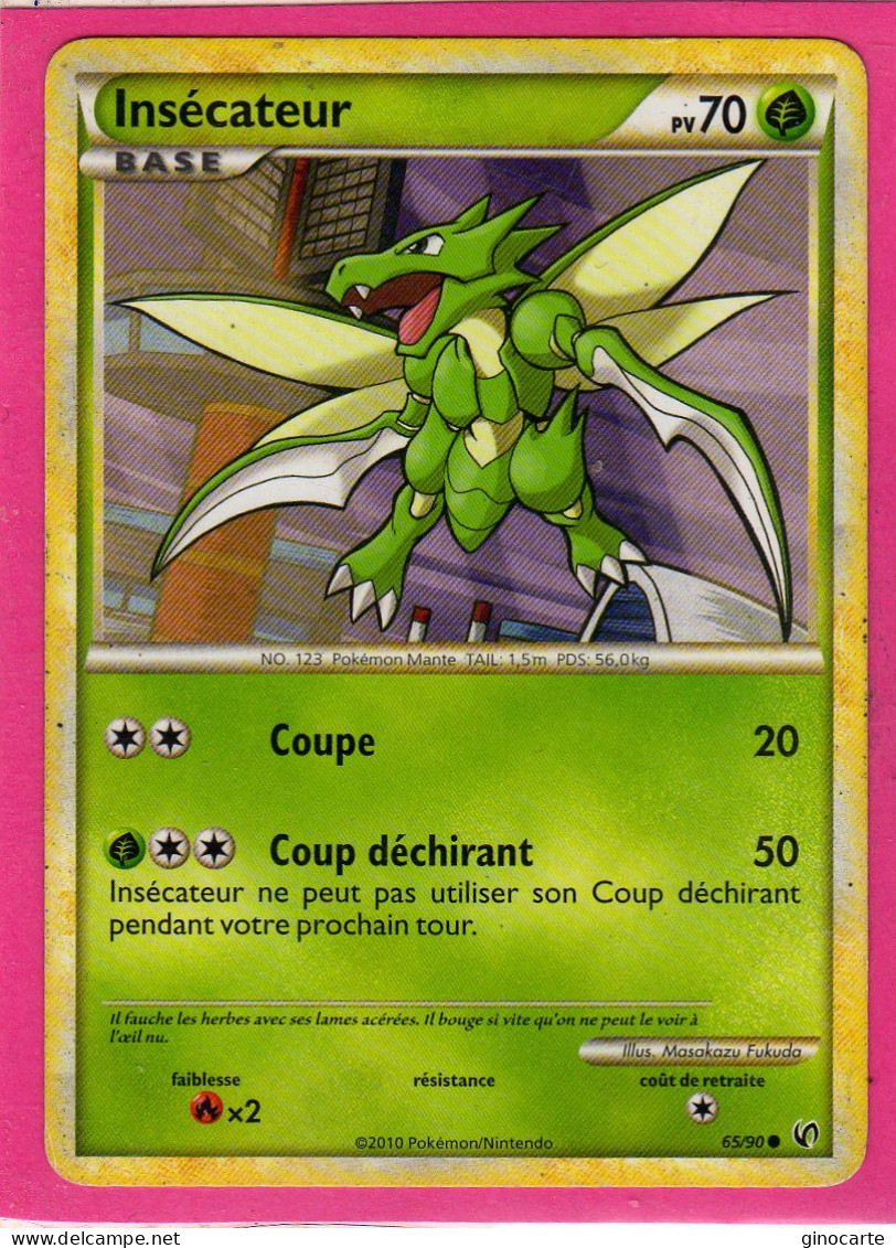 Carte Pokemon Francaise 2010 Heart Gold Indomptable 65/90 Insecateur 70pv Bon Etat - HeartGold SoulSilver