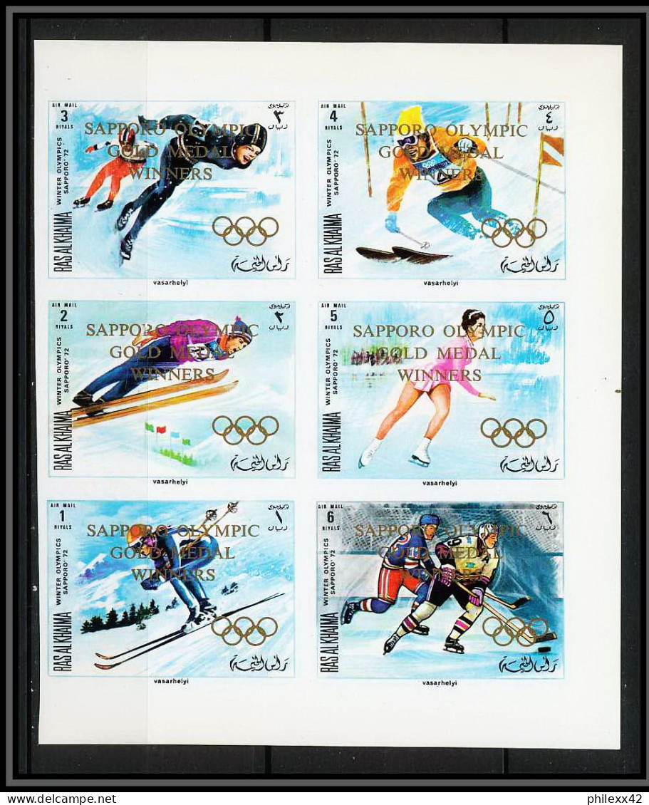 Ras Al Khaima - 549 540/545 B Jeux Olympiques Olympic Games Sapporo Japan 1972 ** MNH Overprint Non Dentelé Imperf - Winter 1972: Sapporo