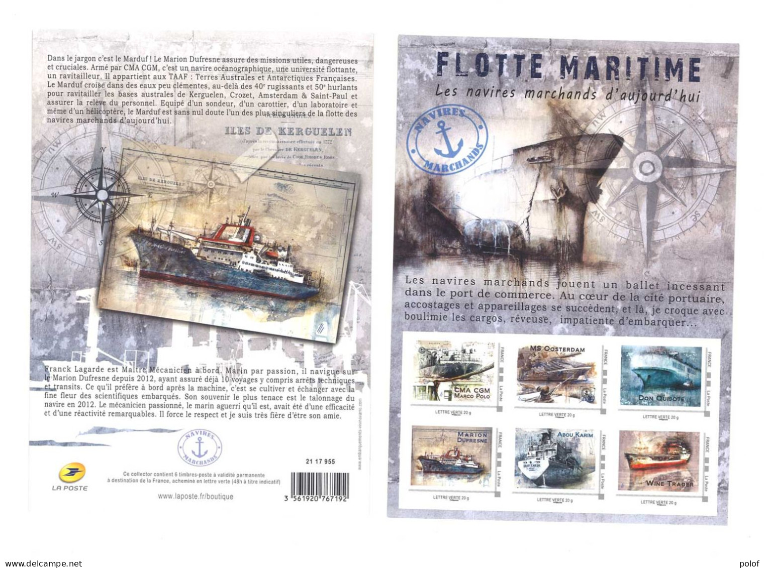 COLLECTOR -  Flotte Maritime - Les Navires Marchands D'hier Et D' Aujourd' Hui'- 2 Blocs De 6 Timbres--  (C 33) - Collectors