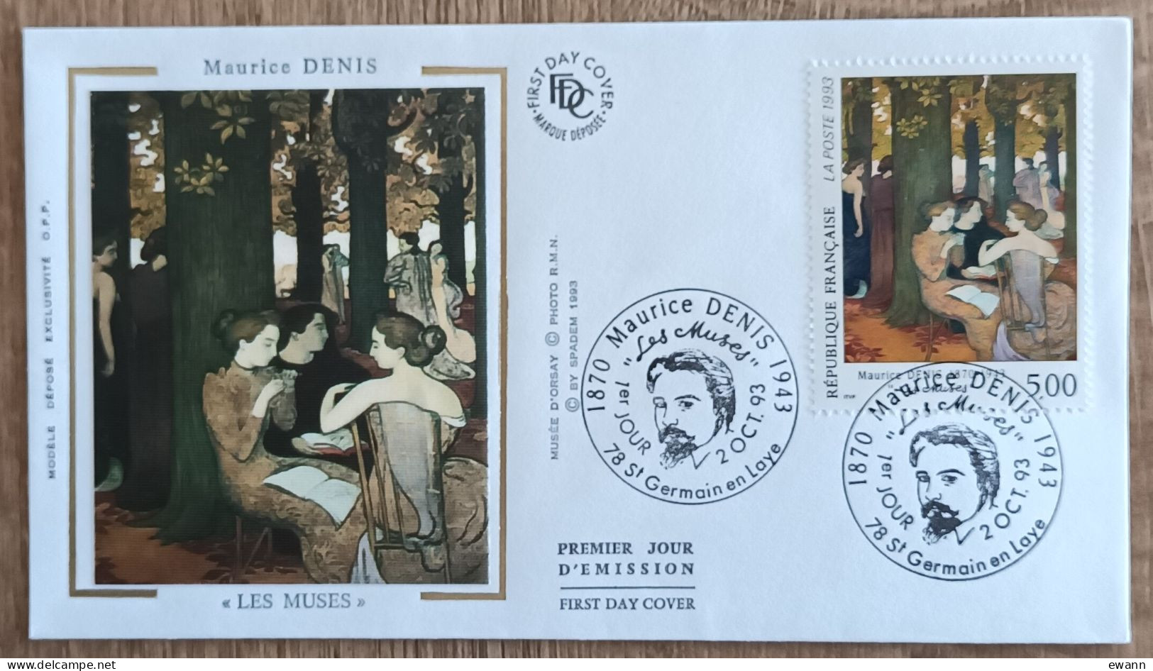 FDC 1993 - YT N°2832 - MAURICE DENIS / LES MUSES - ST GERMAIN EN LAYE - 1990-1999