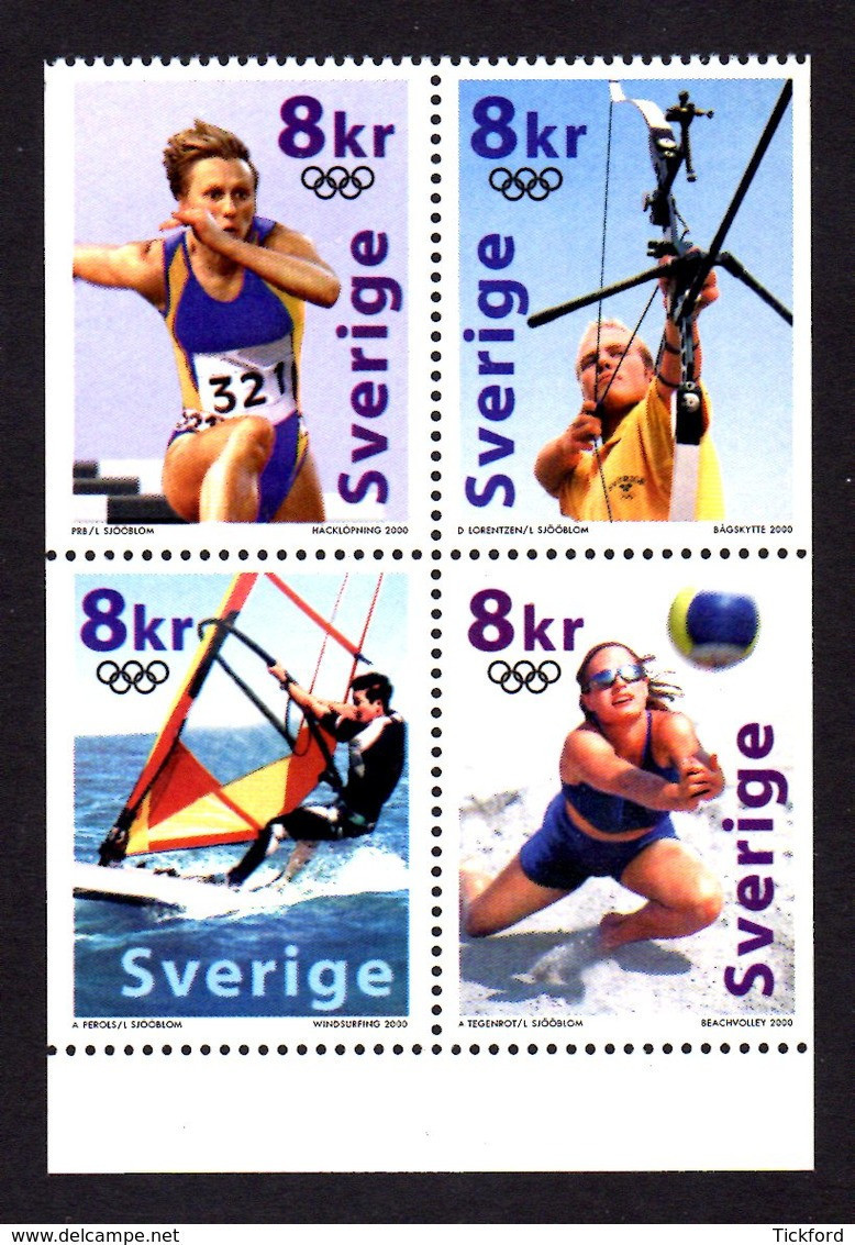 SUEDE 2000 - YT 2165/2168 - Facit 2205/2208 - NEUFS ** LUXE/ MNH -  Bloc De 4 Valeurs - J. O. De Sydney - Unused Stamps