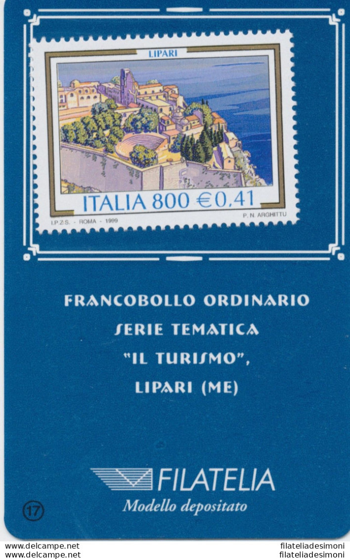 1999 Italia - Repubblica , Tessera Filatelica , Turistica Lipari ,  0,41€ - Philatelistische Karten