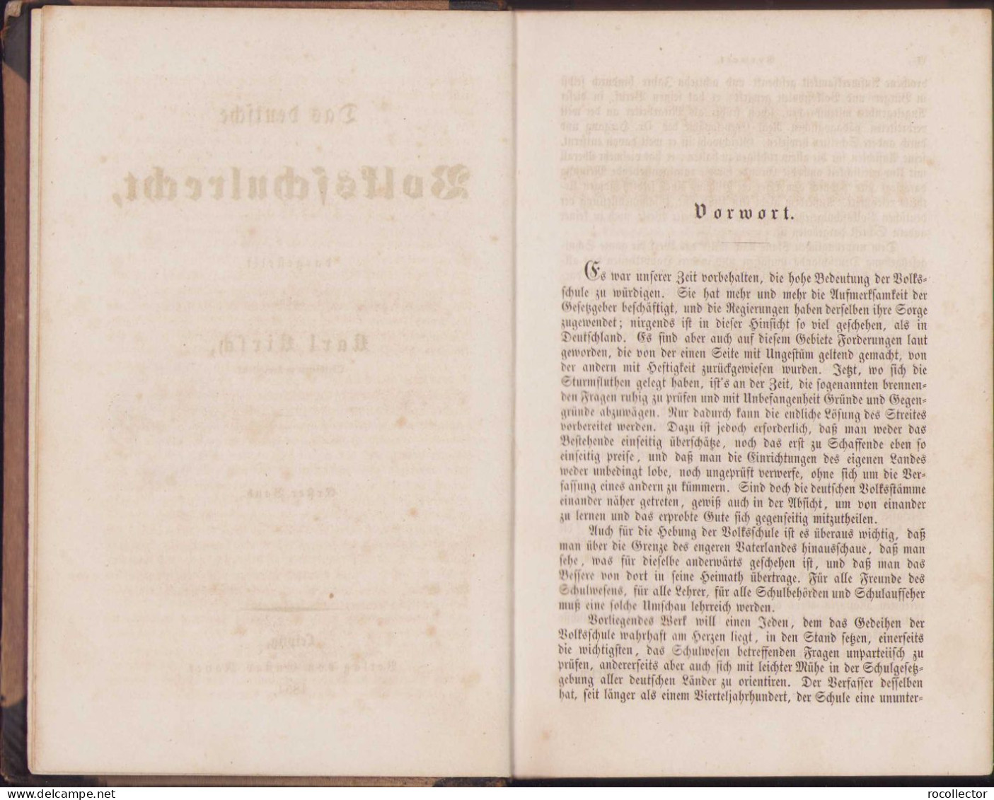 Das Deutsche Volksschulrecht 1854 Volume I By Karl Kirsch, Leipzig C338 - Livres Anciens