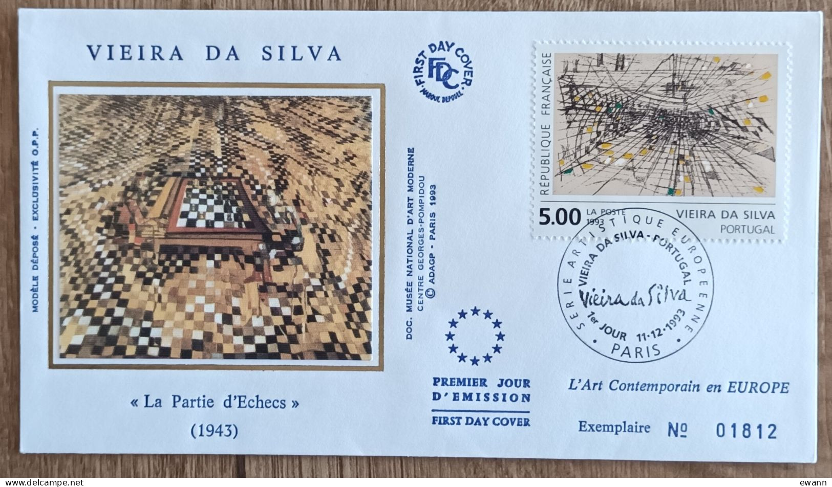 FDC 1993 - YT N°2835 - VIEIRA DA SILVA / PORTUGAL - PARIS - 1990-1999