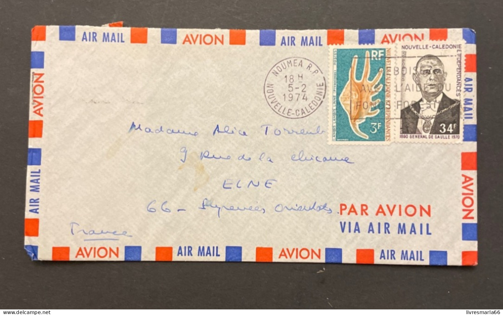 NOUVELLE CALÉDONIE Lettre Nouméa 1974 Pour La France - Storia Postale