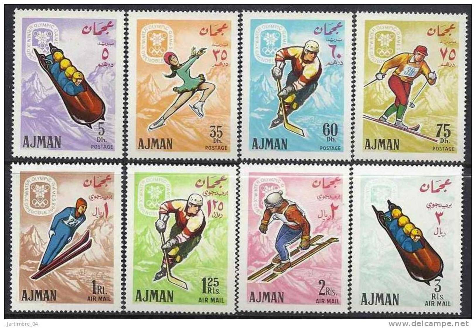 1967 AJMAN Michel 199-206** J.O Grenoble, Hockey - Adschman