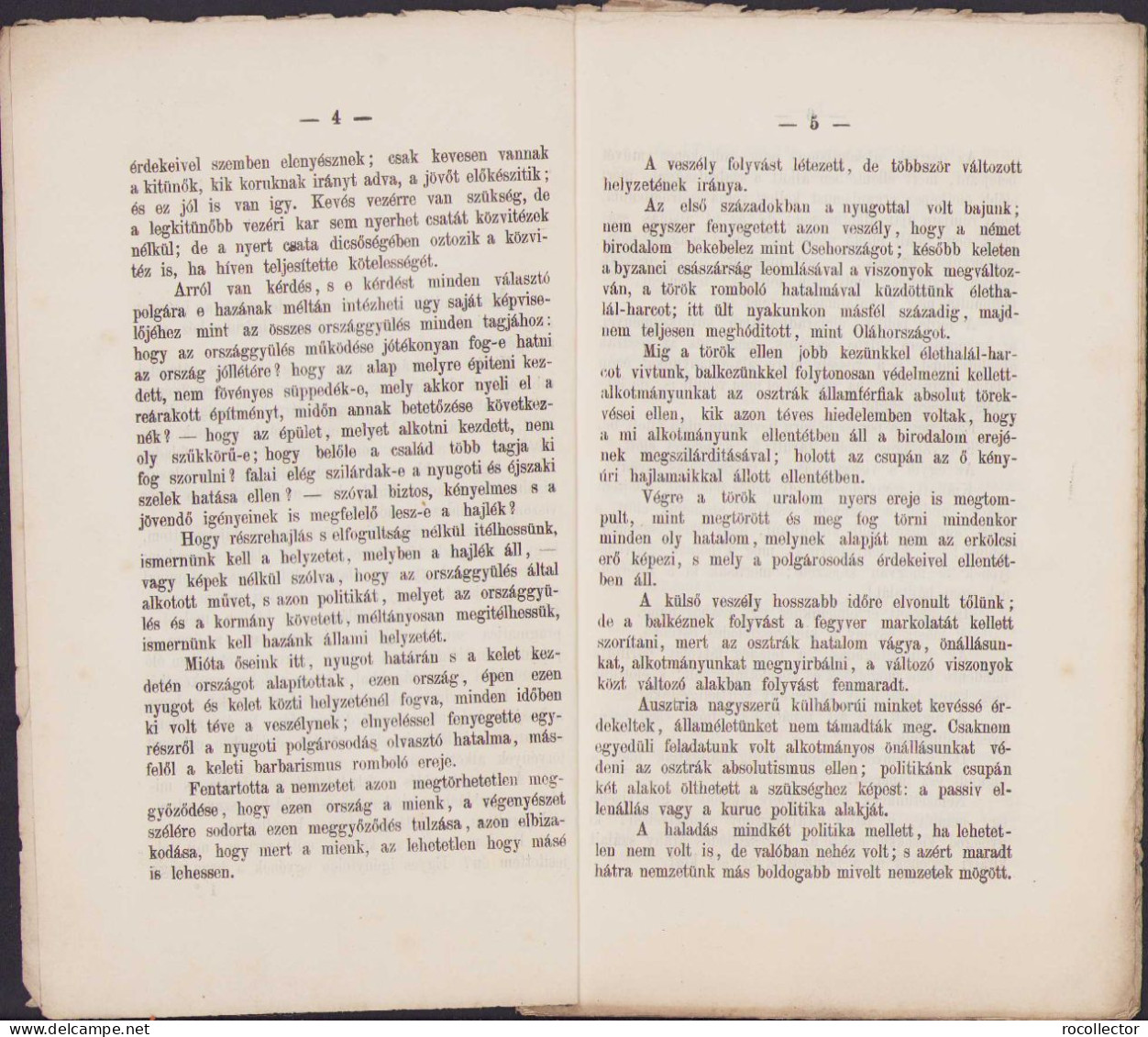 Tanárky Gedeon Országgyülési Képviselőnek H.-M.-Vásárhelyen 1869-dik évi Január Hó 24-én Választóihoz ... 53SP - Livres Anciens