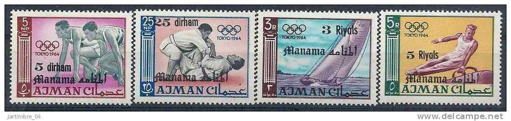 1966 Ajman- MANAMA Michel 10-13** J.O Tokyo, Judo, Yachting, Surchargés - Manama