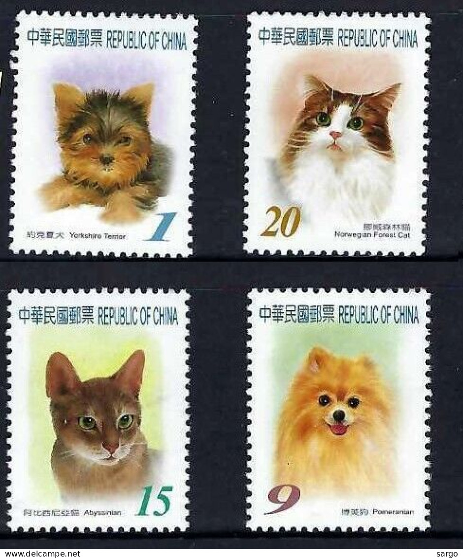 TAIWAN -  2006  - FAUNA - ANIMALS -  CATS + DOGS - GATTI + CANI - 4 V - MNH - - Katten