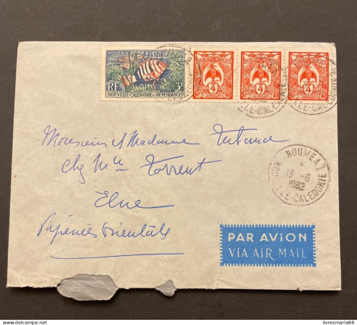 NOUVELLE CALÉDONIE Lettre Nouméa 1962  Pour La France - Cartas & Documentos