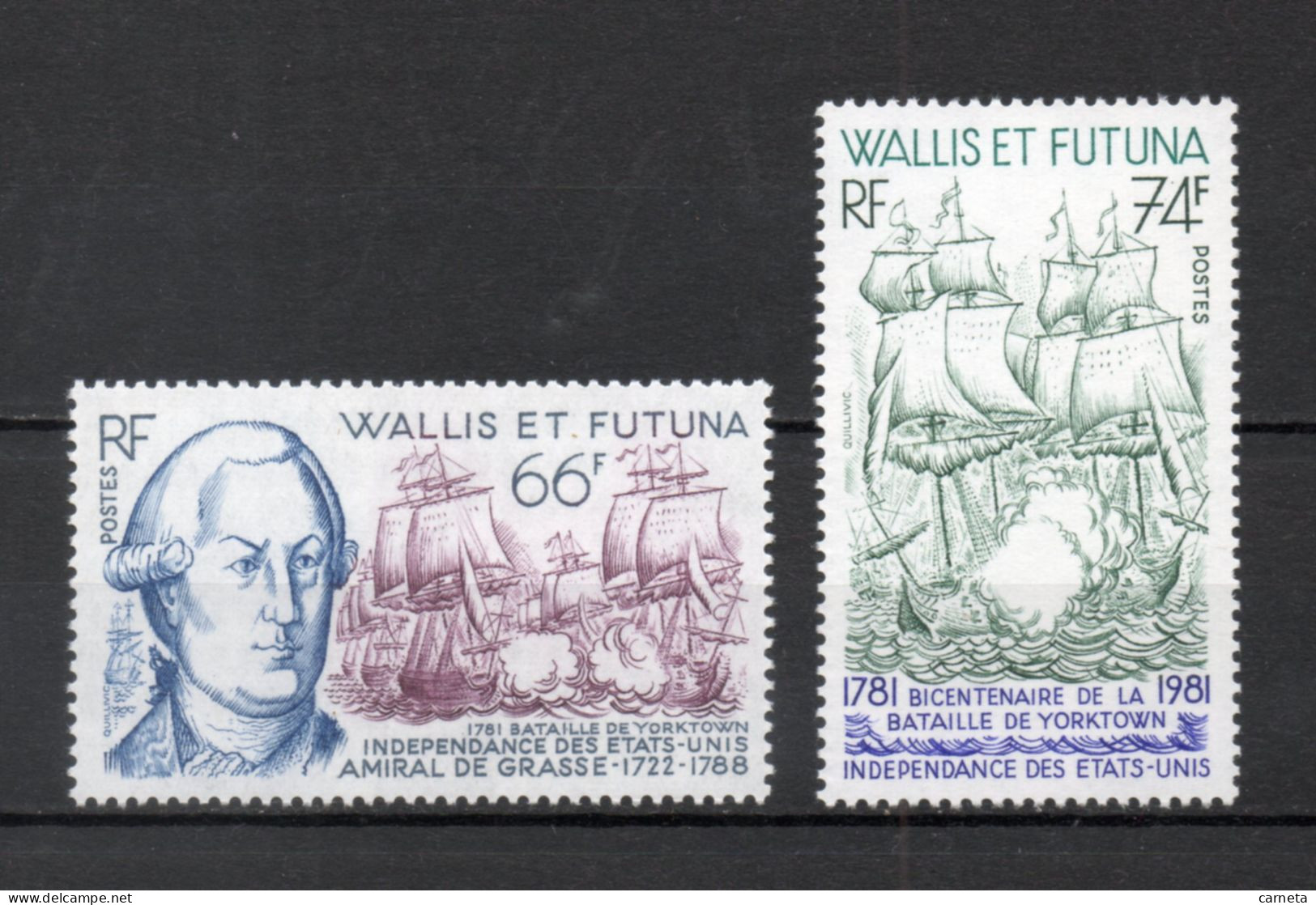 WALLIS ET FUTUNA N° 277 + 278   NEUFS SANS CHARNIERE COTE 6.15€   BATEAUX BATAILLE GUERRE - Neufs