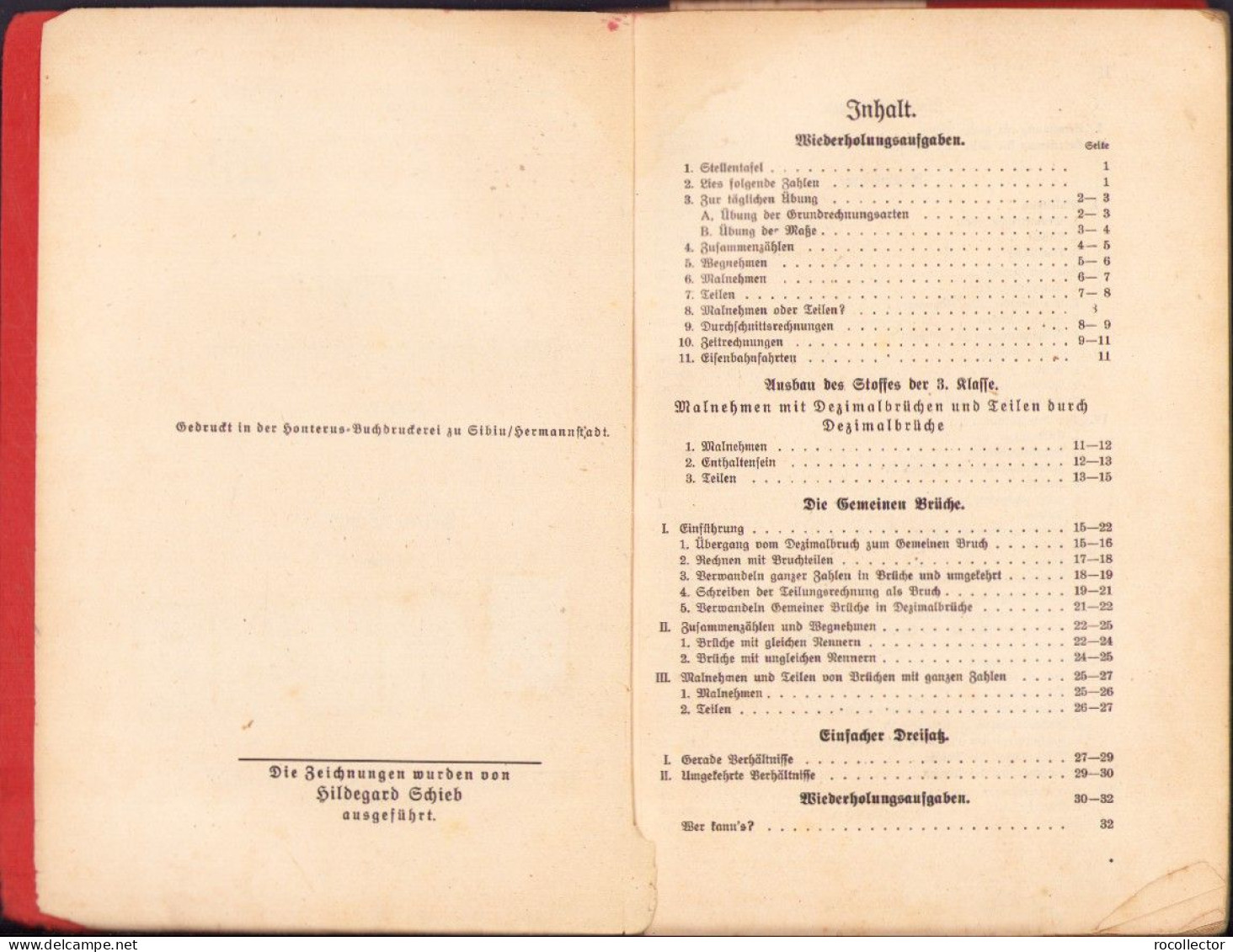 Rechenhefte Für Deutsche Volksschulen In Grossrumänien Von Helene Schiel Heft IV 1937 Hermannstadt 729SPN - Livres Anciens