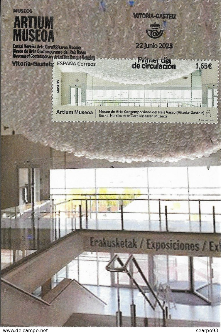 SPAIN. MAXICARD FIRST DAY. ARTIUM. MUSEUM OF CONTEMPORARY ART OF THE BASQUE COUNTRY. VITORIA. 2023 - Tarjetas Máxima