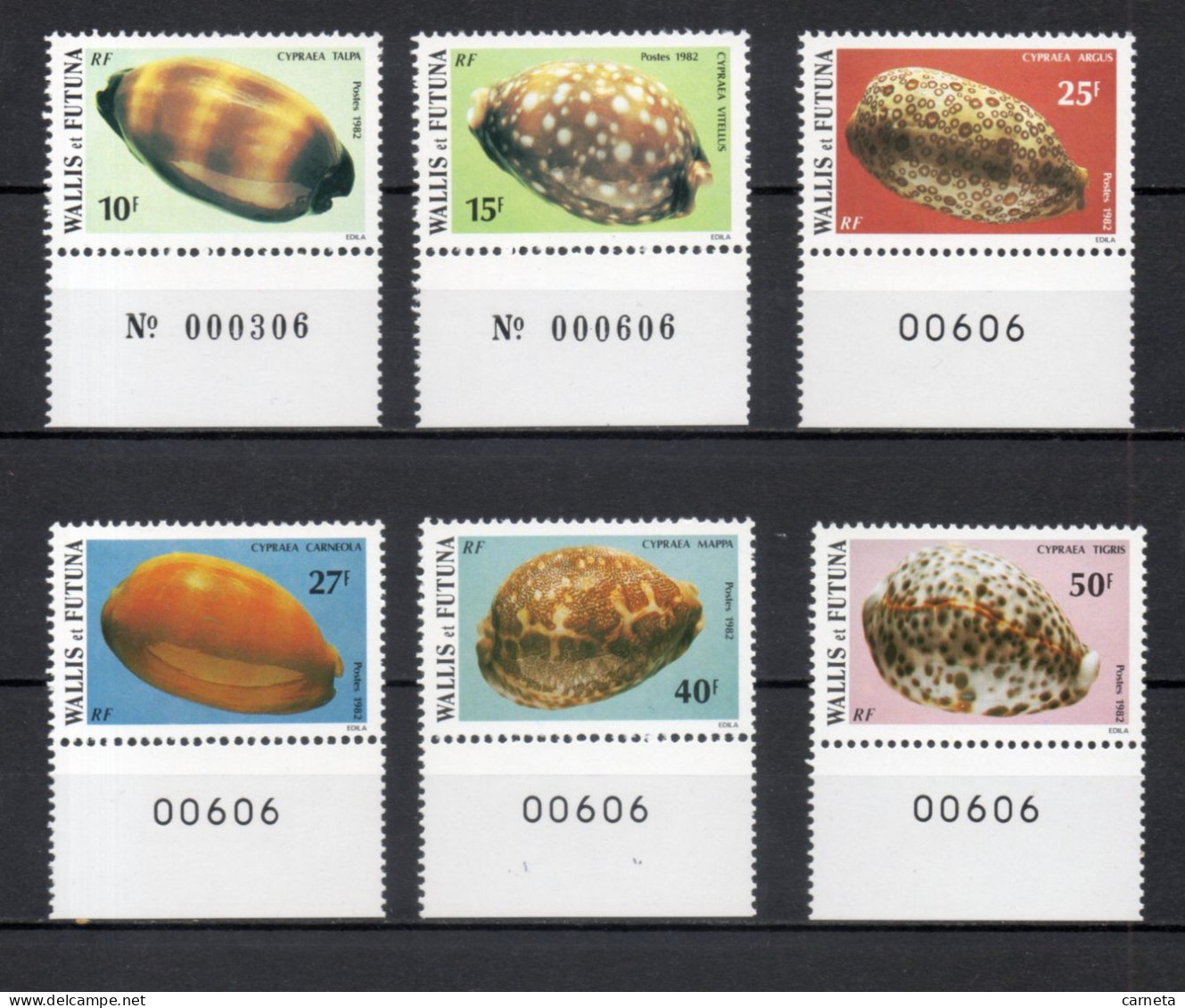 WALLIS ET FUTUNA N° 291 à 296   NEUFS SANS CHARNIERE COTE 5.60€   COQUILLAGE ANIMAUX FAUNE - Neufs