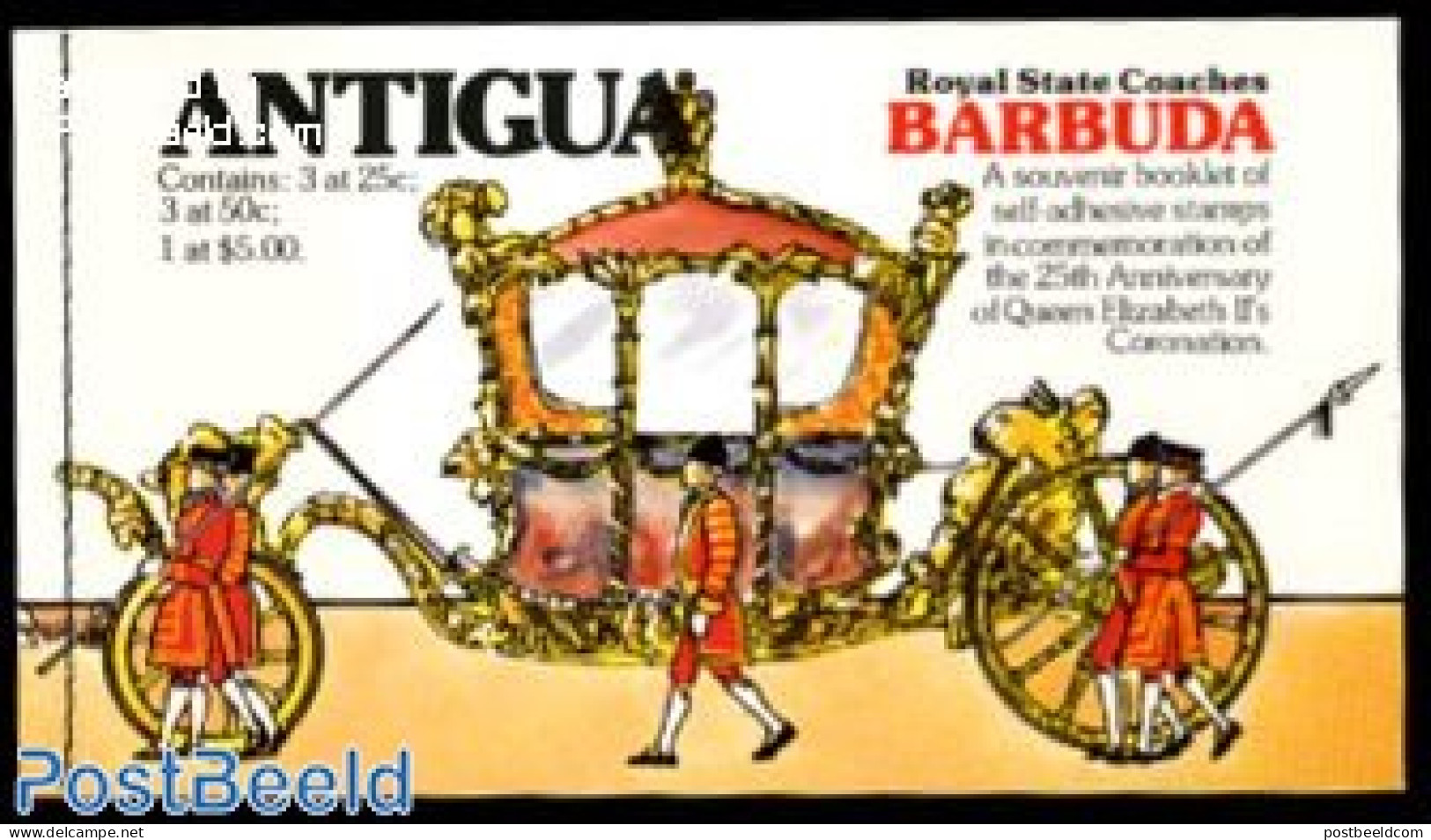 Barbuda 1978 Silver Coronation Booklet, Mint NH, History - Transport - Kings & Queens (Royalty) - Stamp Booklets - Coa.. - Familles Royales