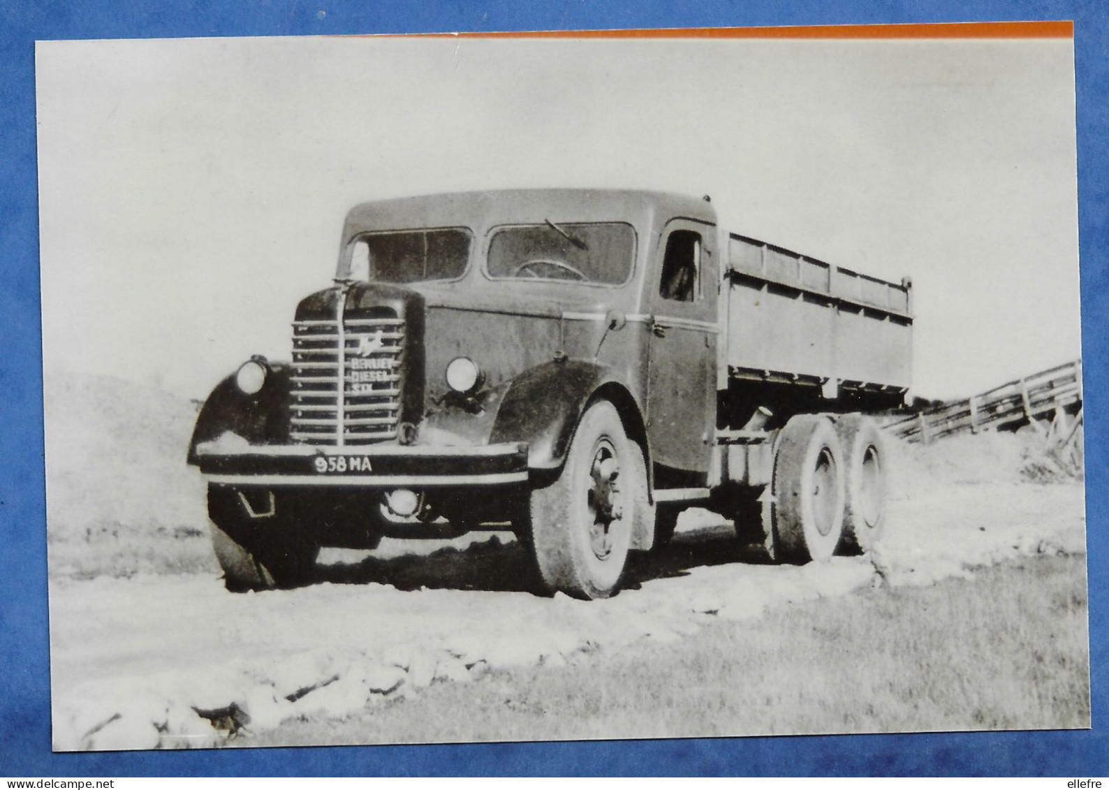 Photo ( Repro ) Ancien Camion Poids Lourds BERLIET DIESEL SIX  Véhicule De Chantier - Papier Brillant 10/15 Cm - Automobili