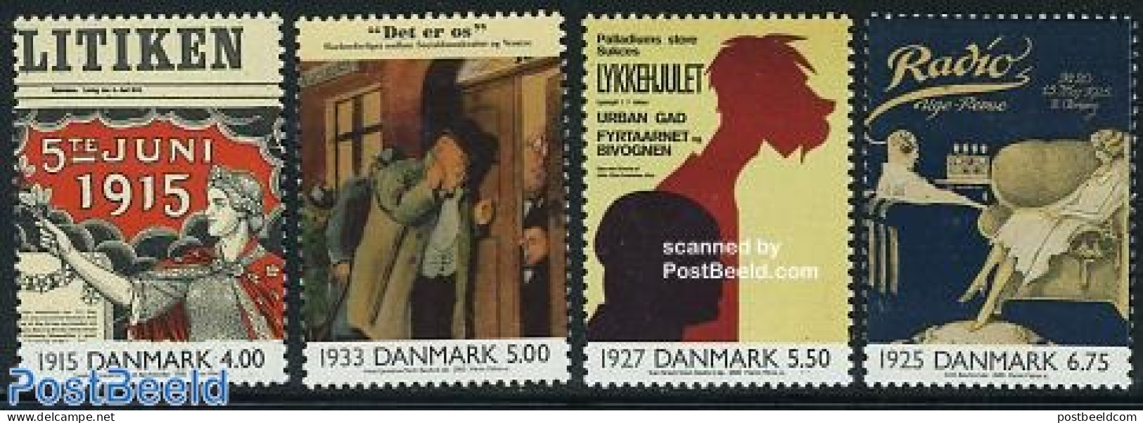 Denmark 2000 20th Century Events 4v, Mint NH, History - Performance Art - History - Newspapers & Journalism - Women - .. - Nuevos