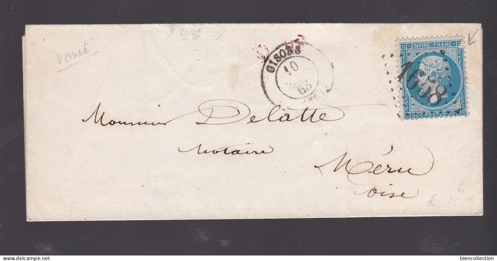 France No 22 Louis Napoléon Ob Gisors (Eure) , Avec Variété Cadre Superieur Droit - 1862 Napoléon III