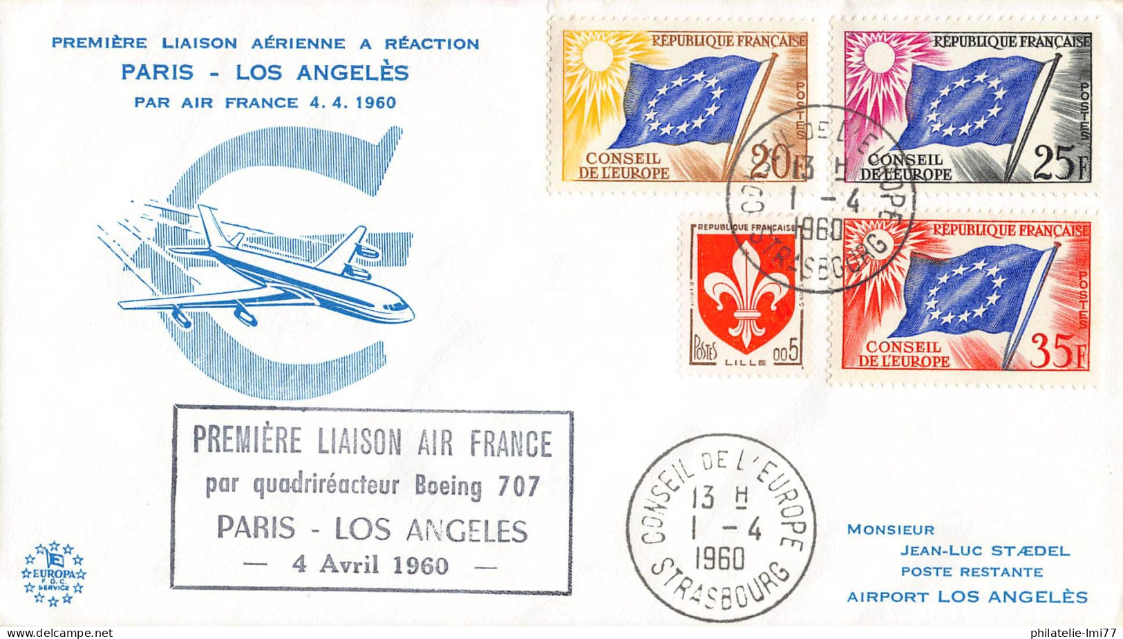 AE-9 - 1ère Liaison Paris-Los Angeles Du 4.4.1960 - Sonstige - Europa