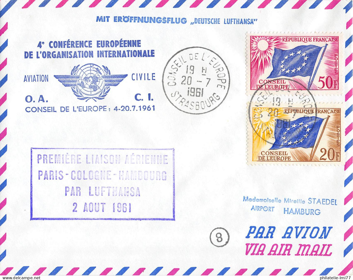 AE-11 - 1ère Liaison Paris-Cologne-Hambourg Du 2.8.1961 - Otros - Europa