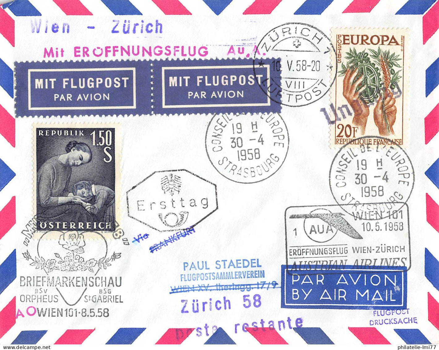 AE-2 - 1ère Liaison Vienne-Zurich Du 10.5.1958 - Andere-Europa