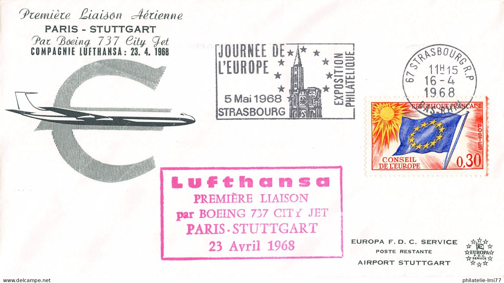 AE-22 - 1ère Liaison Paris-Stuttgart Du 23.4.1968 - Otros - Europa