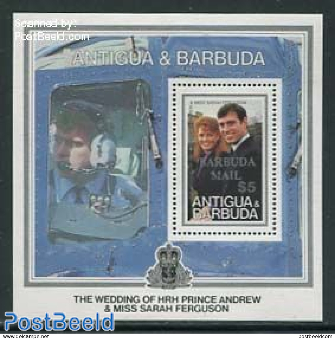 Barbuda 1986 Andrew & Sarah Wedding S/s, Mint NH, History - Kings & Queens (Royalty) - Familles Royales