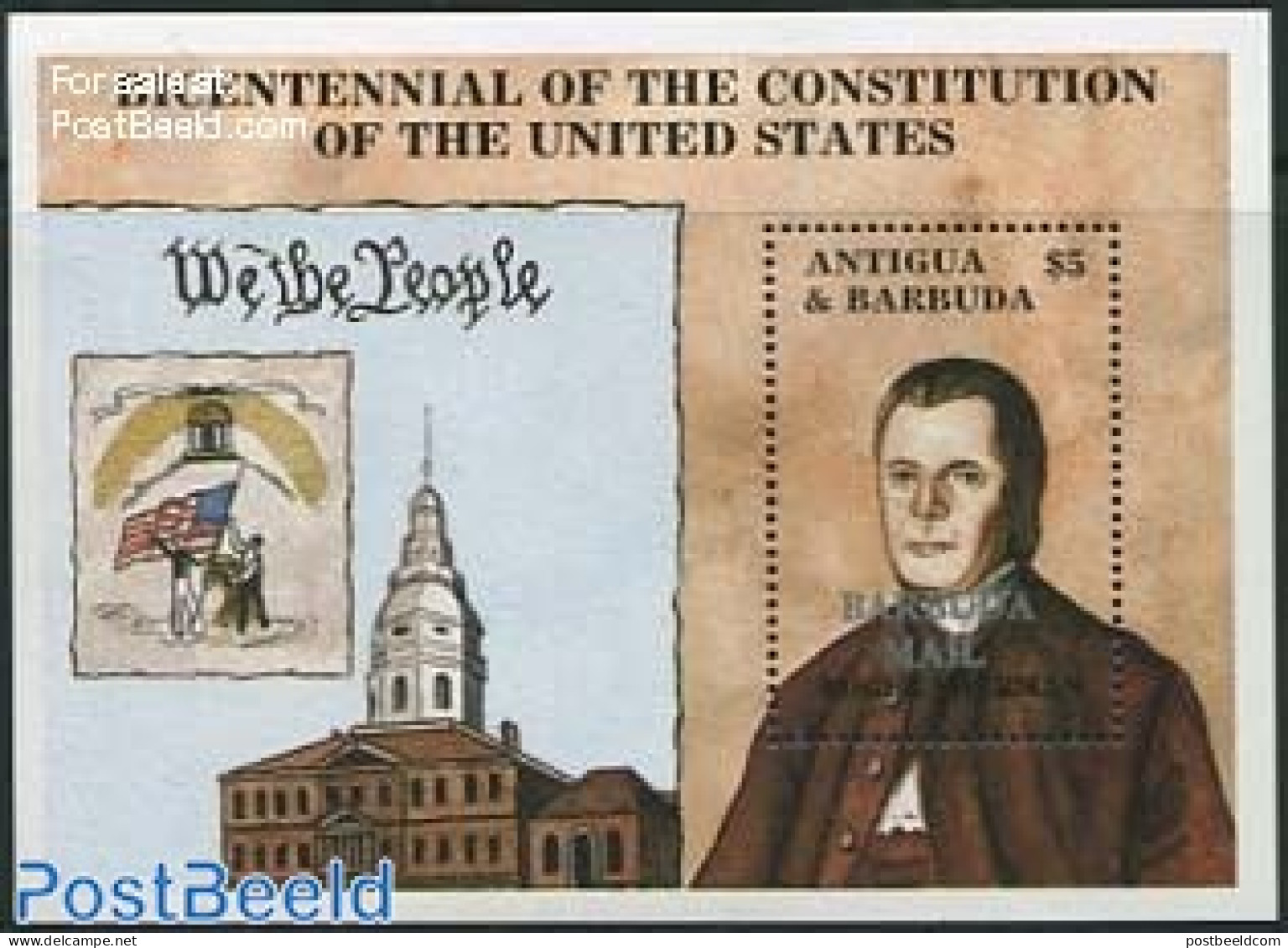 Barbuda 1988 200 Years US Constitution S/s, Mint NH, Various - Justice - Barbuda (...-1981)