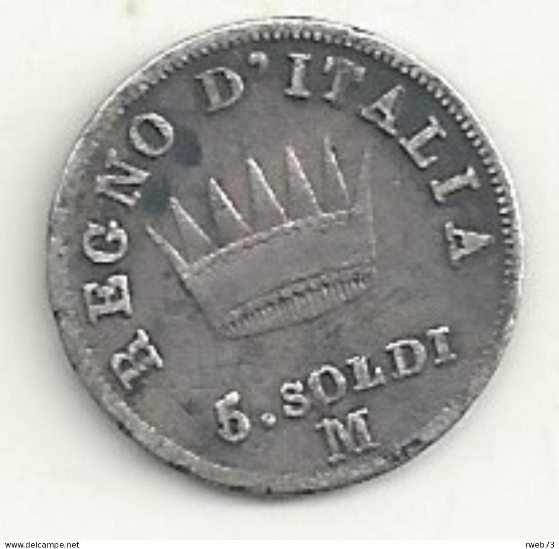 ITALIE - 5 Soldi - 1808 M - B/TB - RARE - Andere & Zonder Classificatie