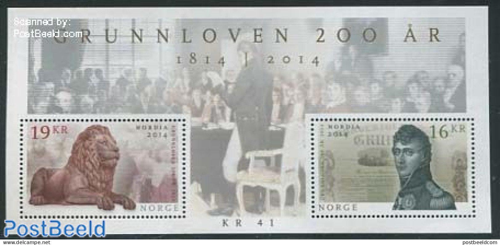 Norway 2014 Grunnloven 200 Years S/s, Mint NH, Nature - Various - Cat Family - Uniforms - Art - Sculpture - Nuovi