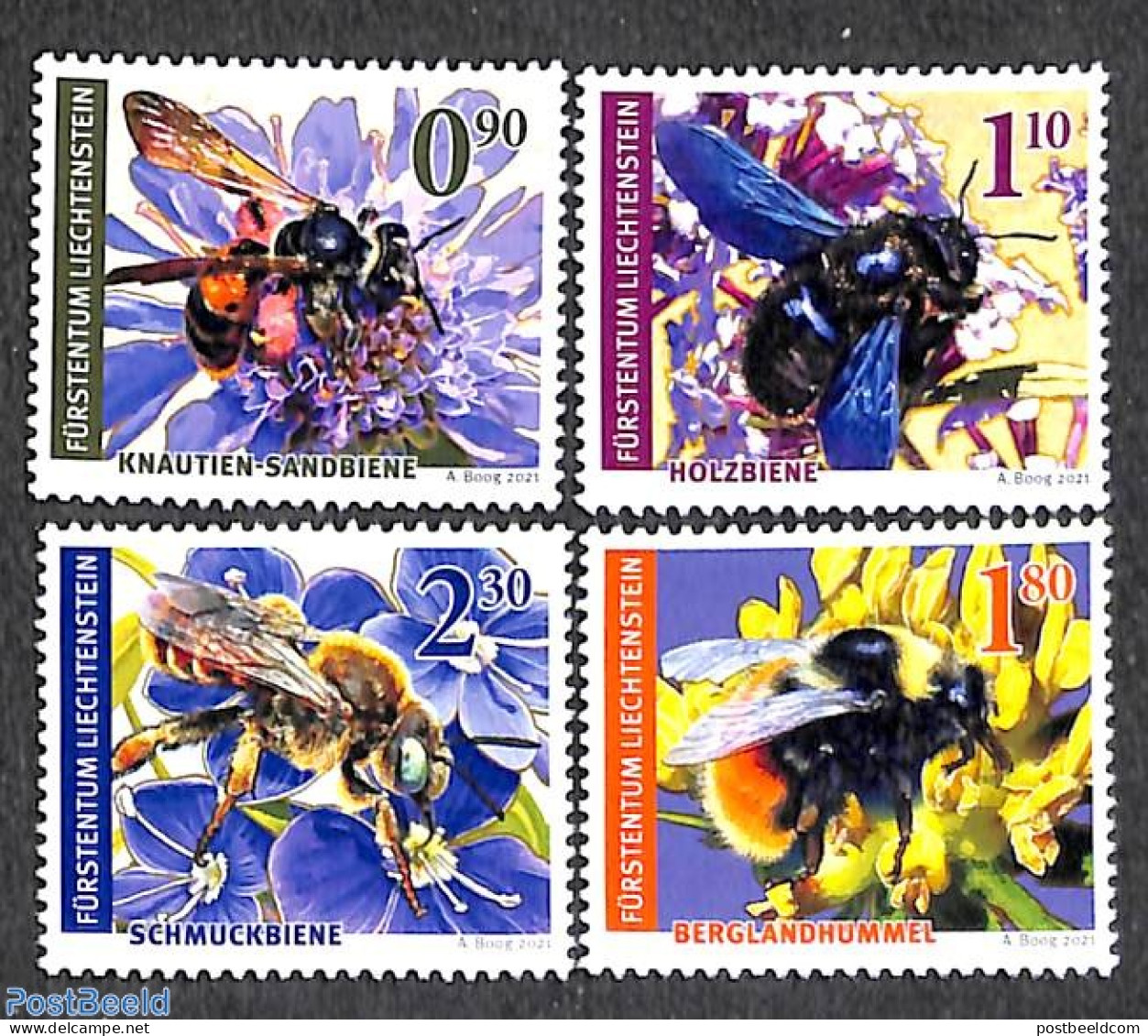 Liechtenstein 2022 Bees 4v, Mint NH, Nature - Bees - Insects - Ongebruikt
