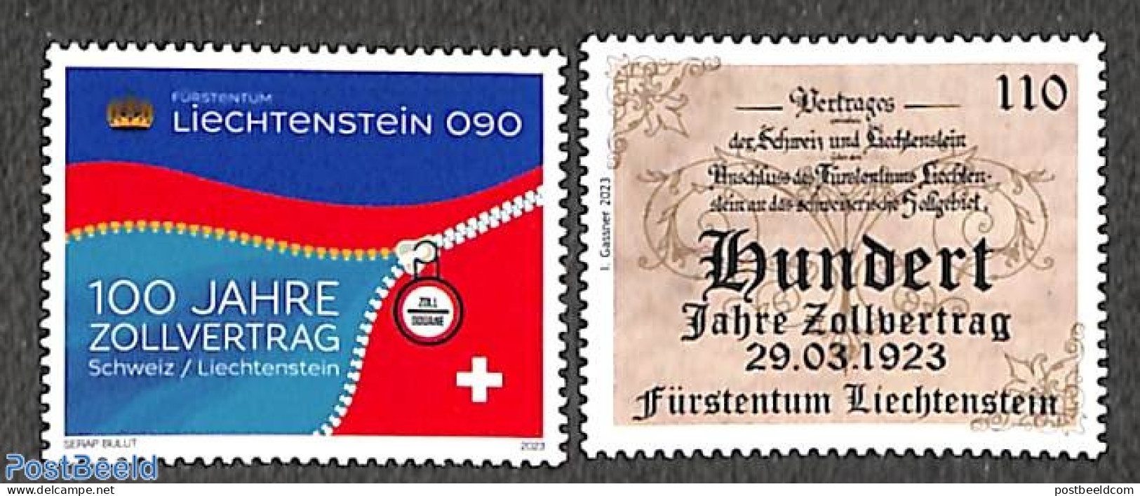 Liechtenstein 2023 100 Years Customs Union, Joint Issue With Switzerland 2v, Mint NH, Various - Joint Issues - Ongebruikt