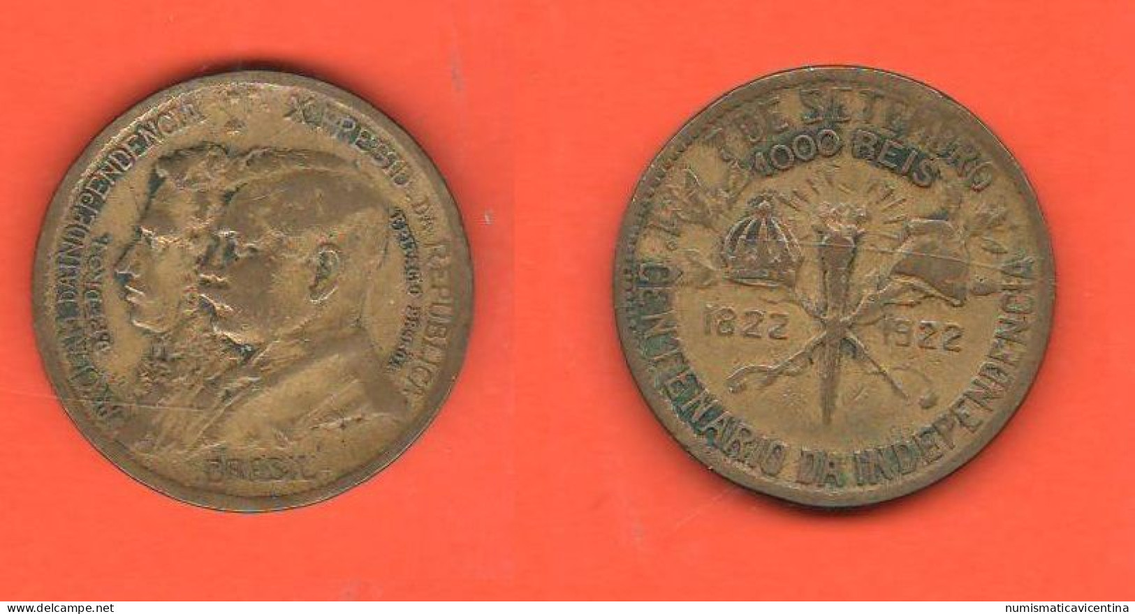 Brasil 1000 Reis 1922 Brasile Brazil Bronze Aluminum Typological Coin - Brazil