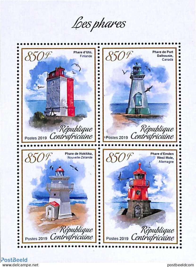 Central Africa 2019 Lighthouses 4v M/s, Mint NH, Various - Lighthouses & Safety At Sea - Lighthouses