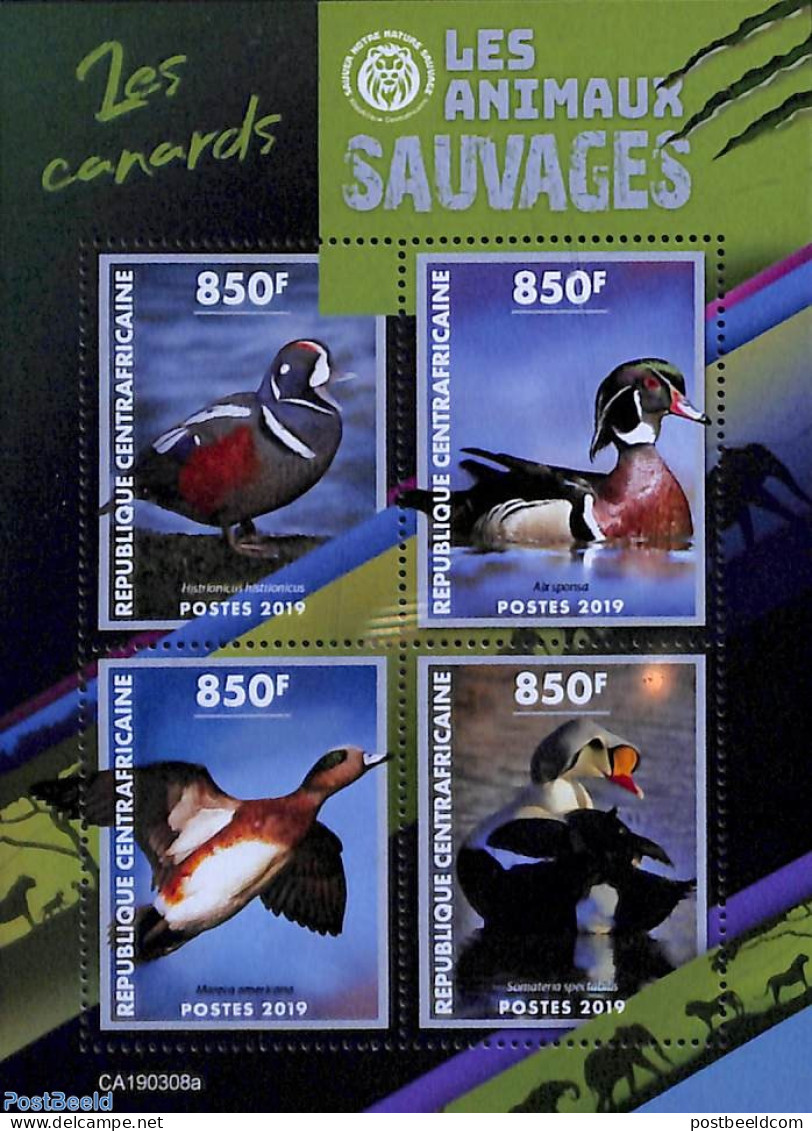 Central Africa 2019 Ducks 4v M/s, Mint NH, Nature - Birds - Ducks - Central African Republic