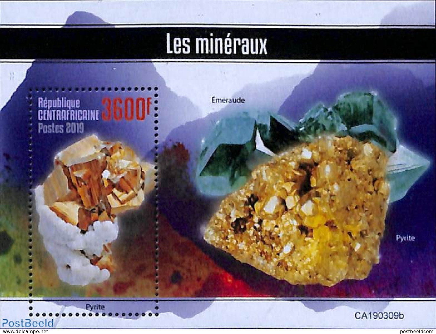 Central Africa 2019 Minerals S/s, Mint NH, History - Geology - Central African Republic