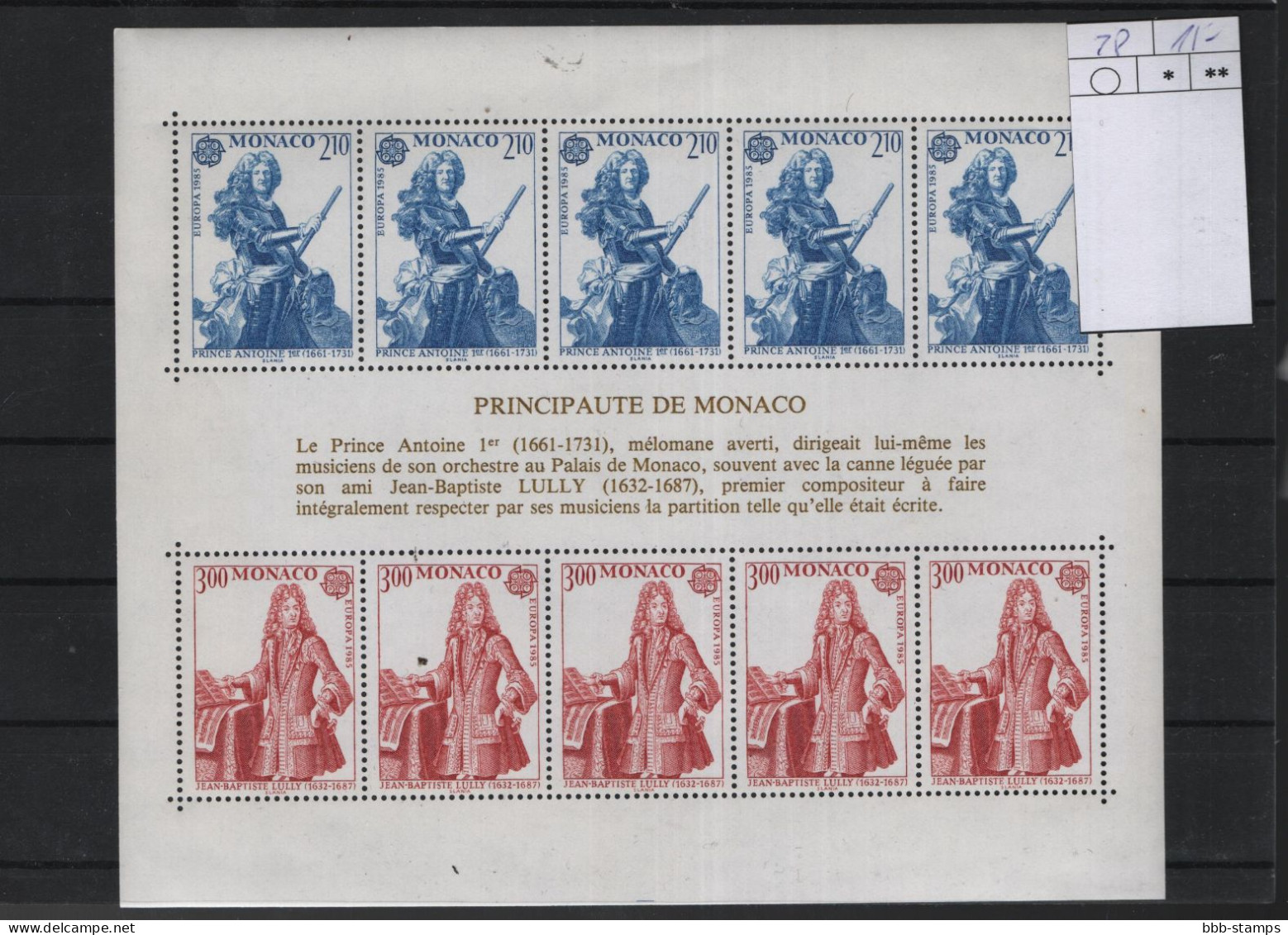 Monaco Michel Cat.No. Sheet Mnh/** 28 - Blokken