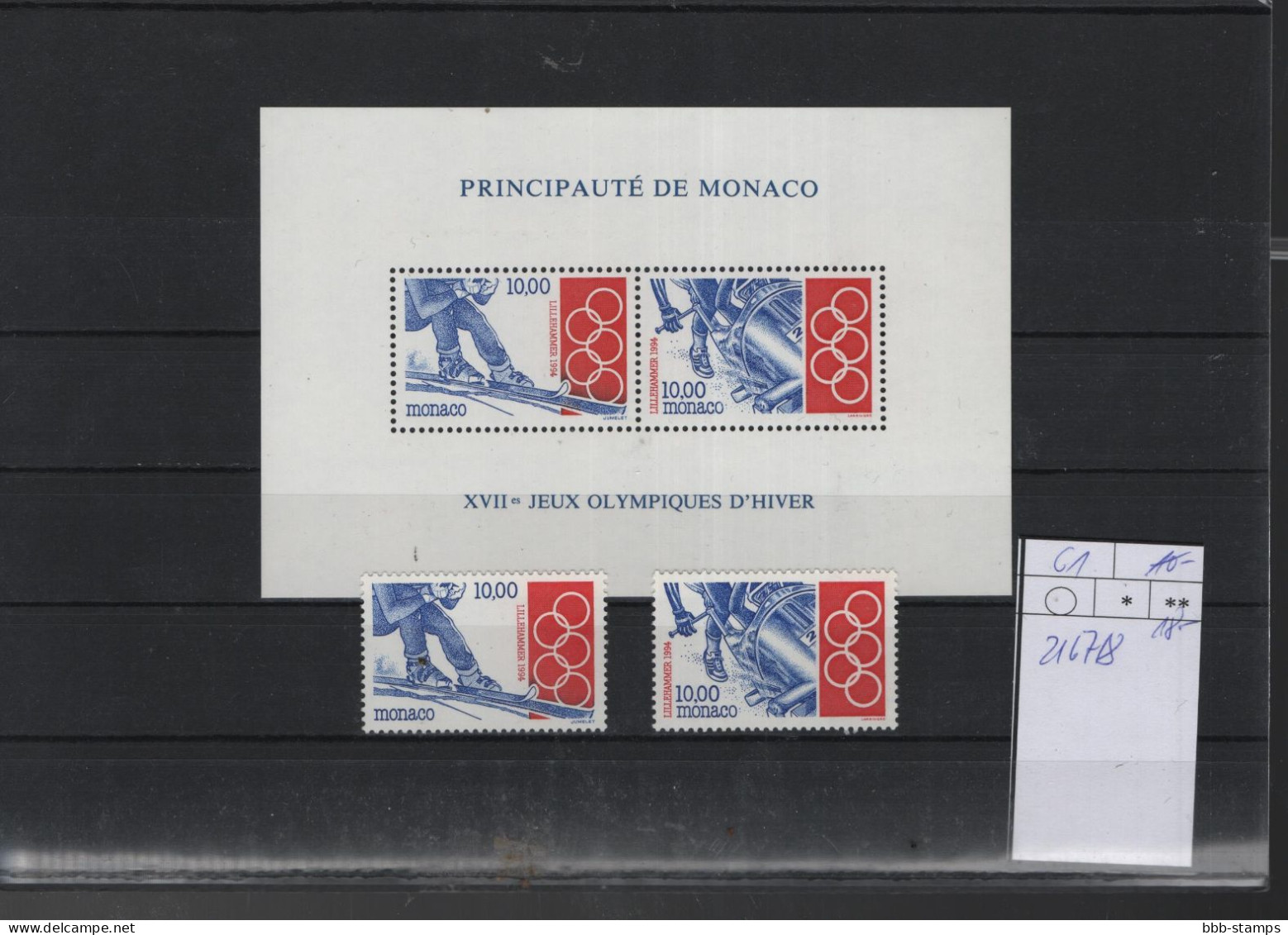 Monaco Michel Cat.No. Mnh/** 2167/2168 + Sheet 61 Olympia - Neufs