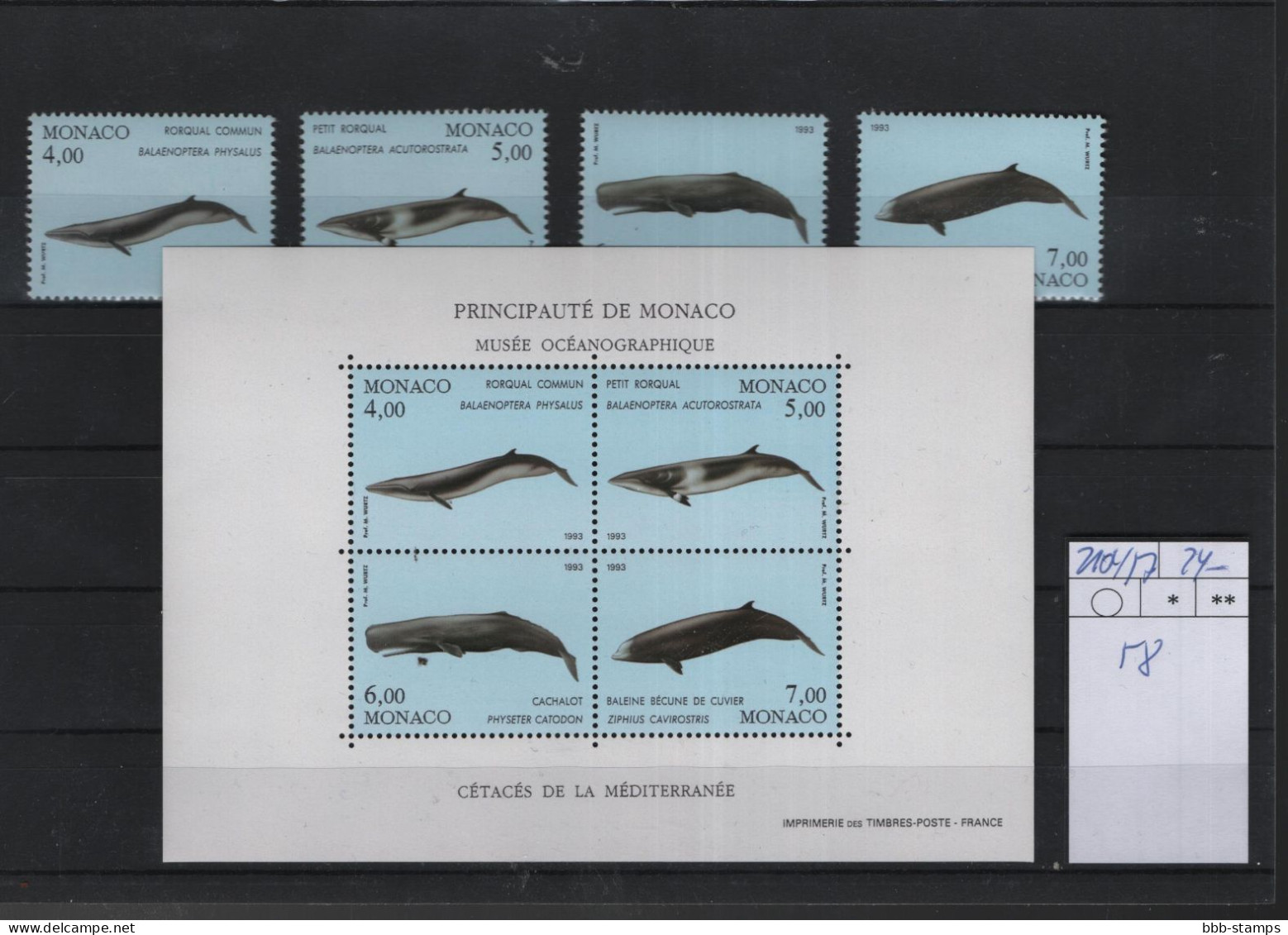 Monaco Michel Cat.No. Mnh/** 2104/2107 + Sheet 58 - Ungebraucht