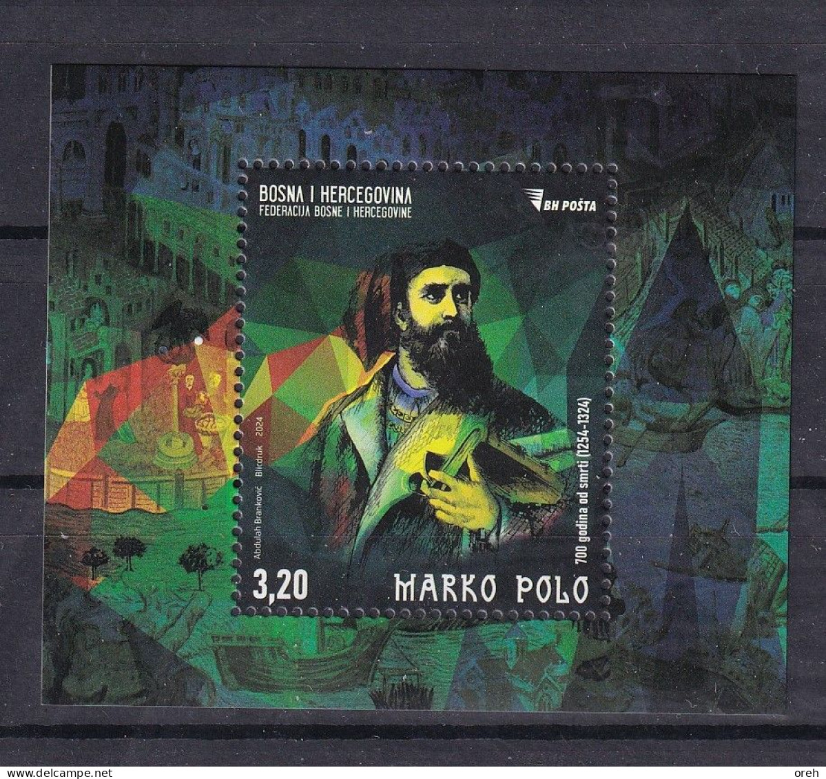 BOSNIA AND HERZEGOVINA  2024,POST SARAJEVO,700 YEARS SINCE THE DEATH,MARKO POLO,BLOCK,MNH - Bosnie-Herzegovine