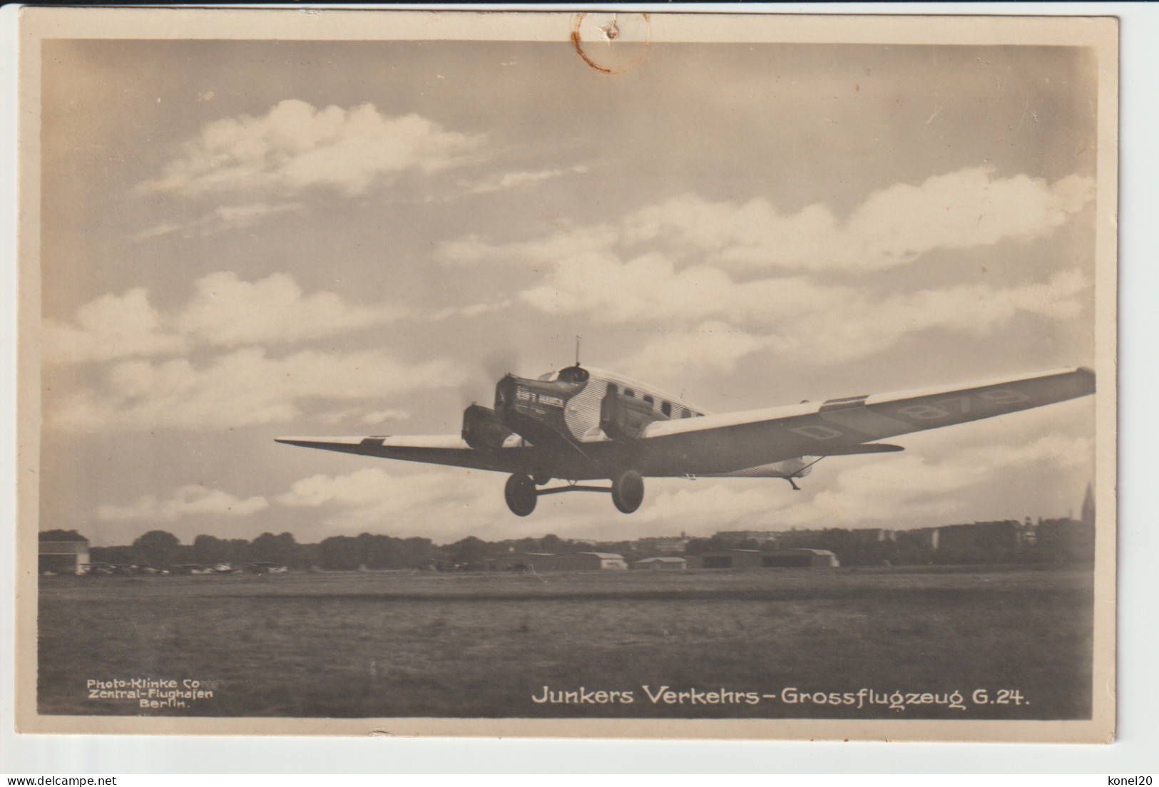 Vintage Rppc Lufthansa Verkehrflugzeug Junkers G-24 Aircraft - 1919-1938: Entre Guerres