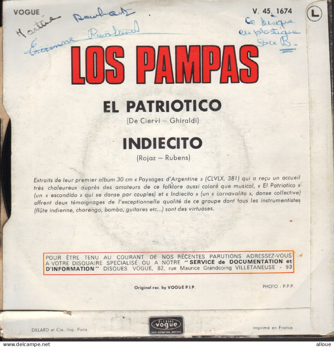 LOS PAMPAS - FR SG - EL PATRIOTICO + 1 - Musiche Del Mondo